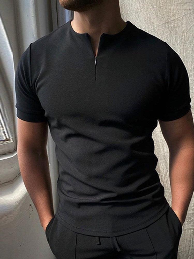 Man in a classic short-sleeved polo shirt, a staple for any wardrobe