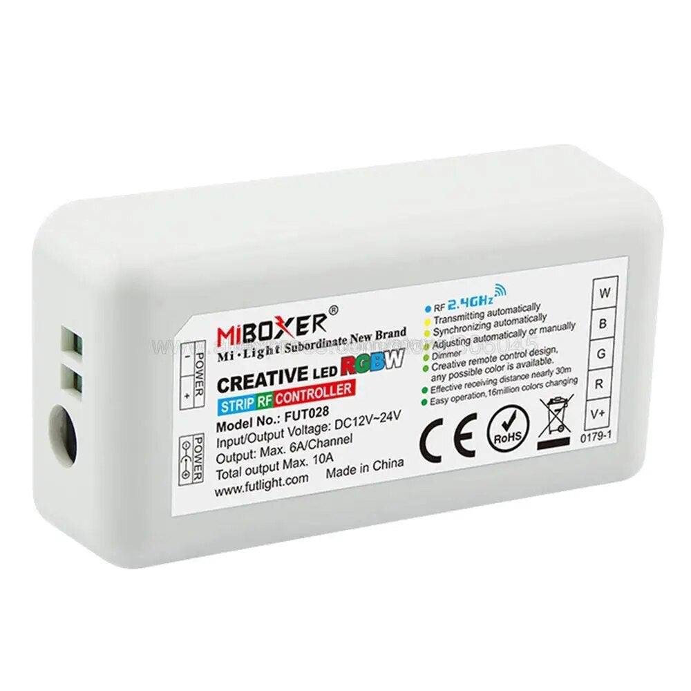 MiBoxer FUT028 RGBW Controller DC12/24V 2.4G Wireless Singal Transmission Group Synchronization Controller For RGBW Led Strip