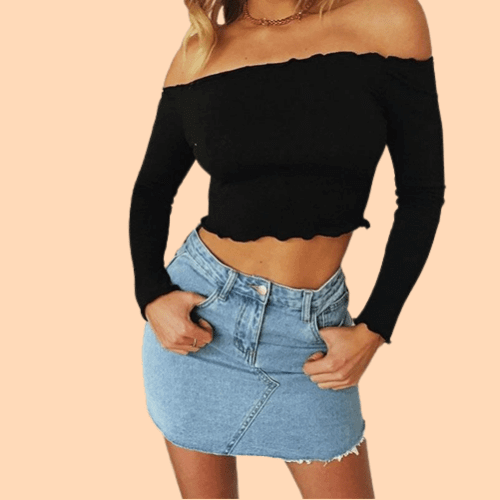 Autumn Off-Shoulder Crop Top - Flashfy