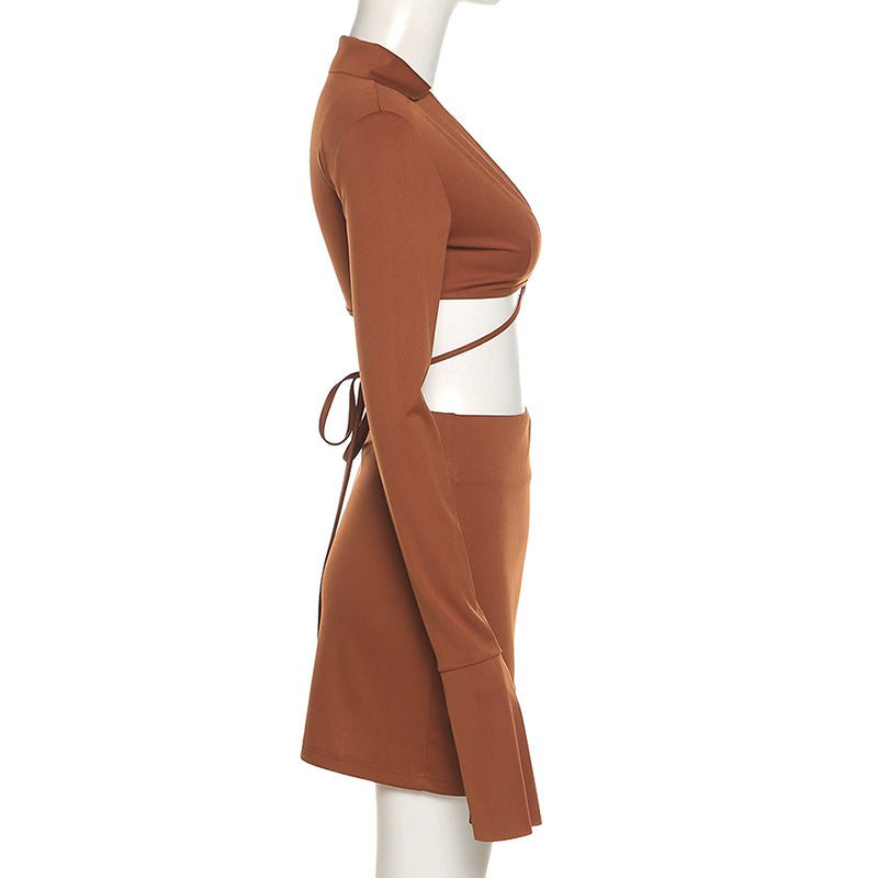 Elegant Lace-Up Top & Shorts Set for Women - Flashfy