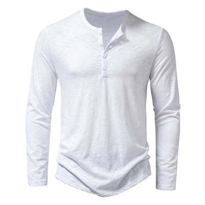 Fashionable Henley Slub Cotton Shirt - Flashfy