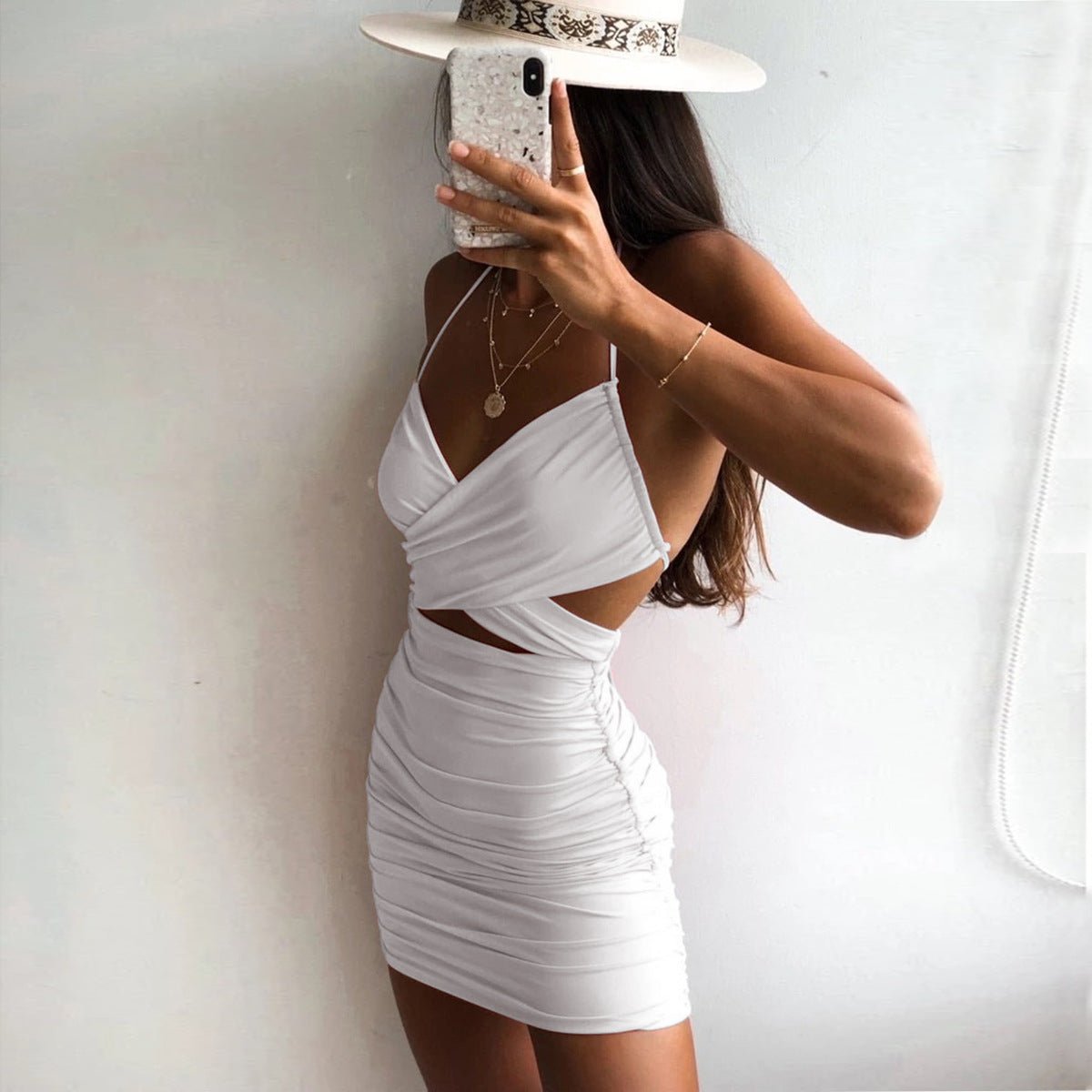 Halter lace wrap hip skirt - Flashfy
