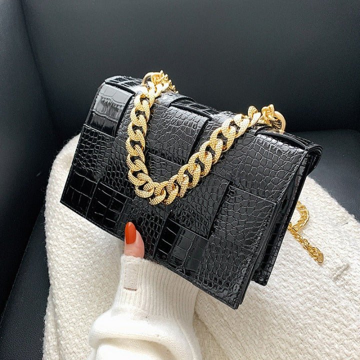 One-shoulder Woven Texture Stone Plaid Wallet - Flashfy