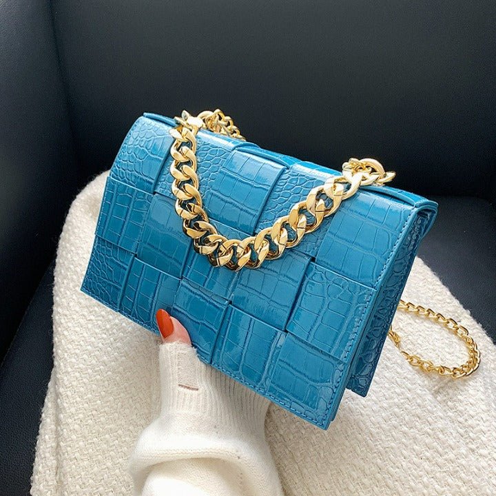 One-shoulder Woven Texture Stone Plaid Wallet - Flashfy