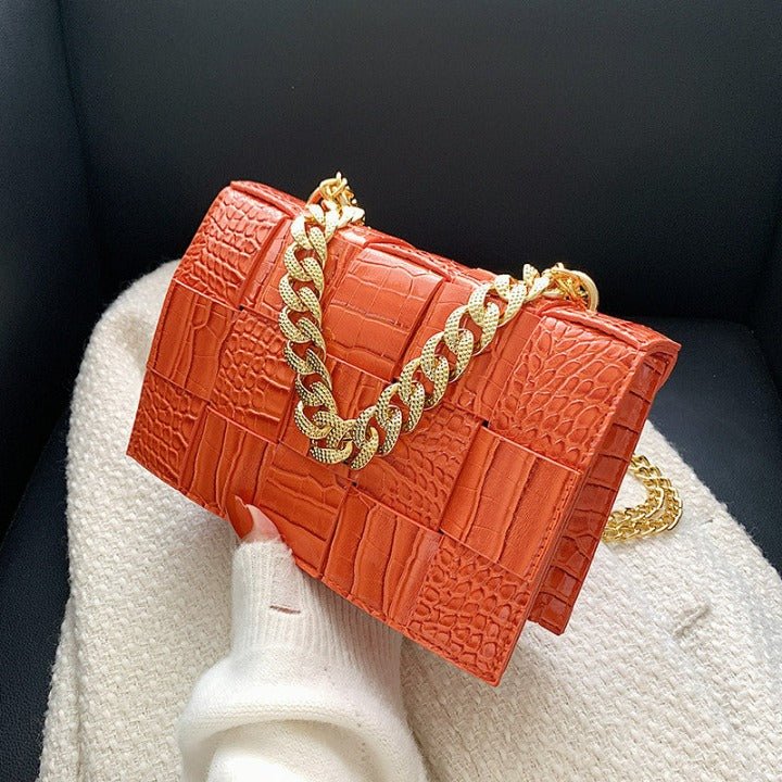 One-shoulder Woven Texture Stone Plaid Wallet - Flashfy