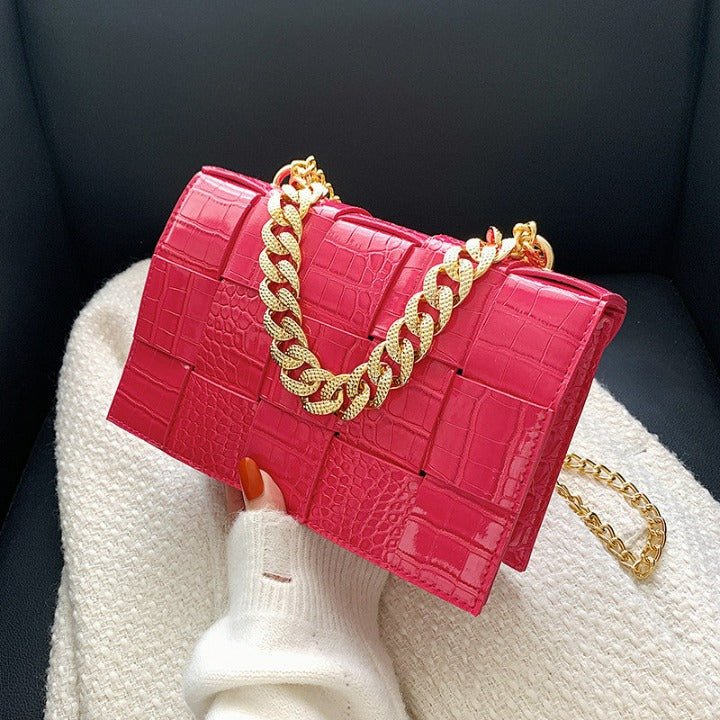 One-shoulder Woven Texture Stone Plaid Wallet - Flashfy