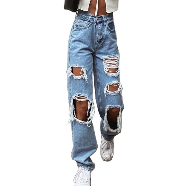 Ripped Slimming Washed Jeans - Flashfy