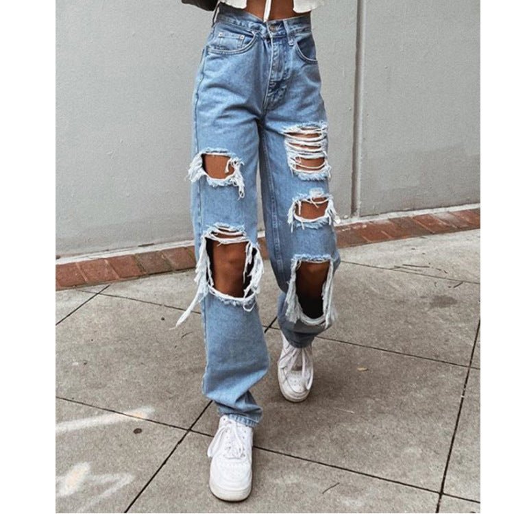Ripped Slimming Washed Jeans - Flashfy