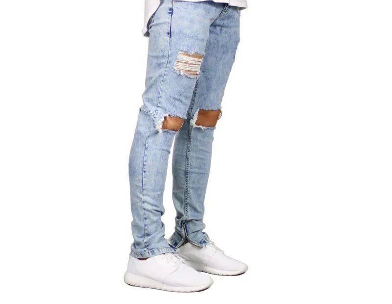 Shredded fashion men's jeans - Flashfy