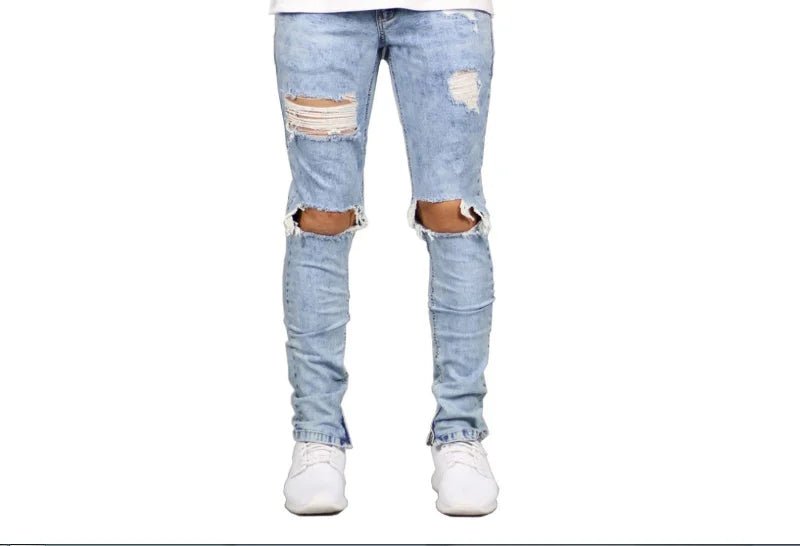 Shredded fashion men's jeans - Flashfy