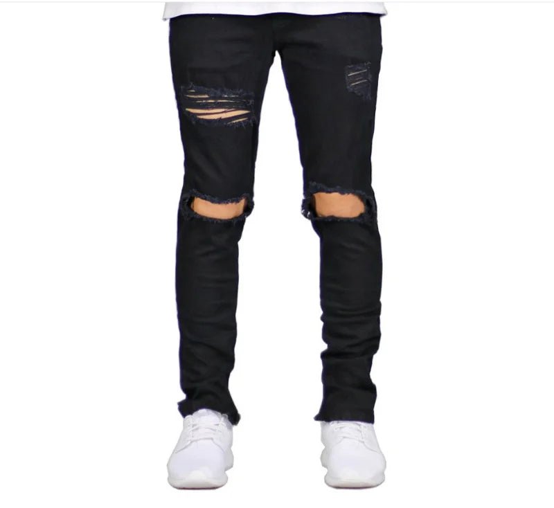 Shredded fashion men's jeans - Flashfy