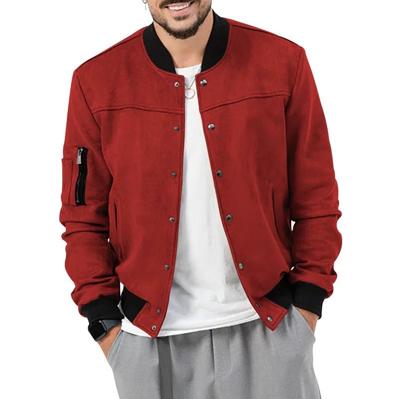 Suede Stand Collar Cardigan - Flashfy