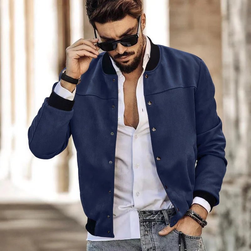 Suede Stand Collar Cardigan - Flashfy