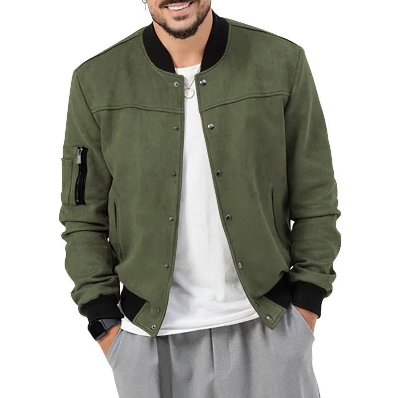 Suede Stand Collar Cardigan - Flashfy