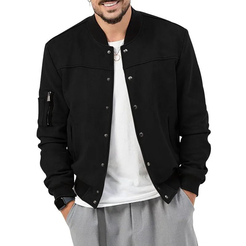 Suede Stand Collar Cardigan - Flashfy