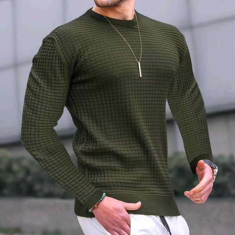 Trendy Cotton Crew-Neck Long-Sleeve Sweater - Flashfy