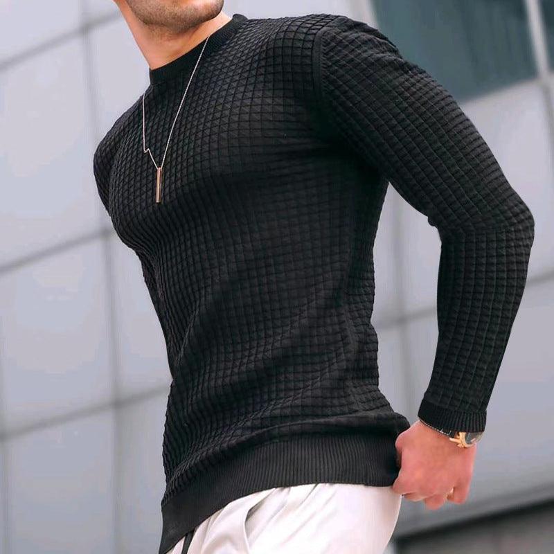 Trendy Cotton Crew-Neck Long-Sleeve Sweater - Flashfy