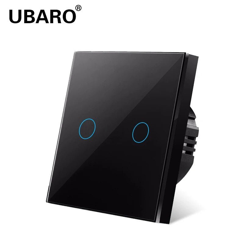 UBARO EU/UK Standard Crystal Tempered Glass Wall Panel Light Touch Switch Led Indicator Sensor Electrical Button 1/2/3Gang 220V - Flashfy