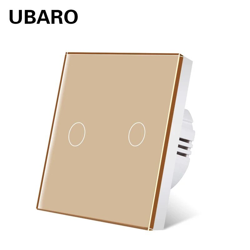 UBARO EU/UK Standard Crystal Tempered Glass Wall Panel Light Touch Switch Led Indicator Sensor Electrical Button 1/2/3Gang 220V - Flashfy