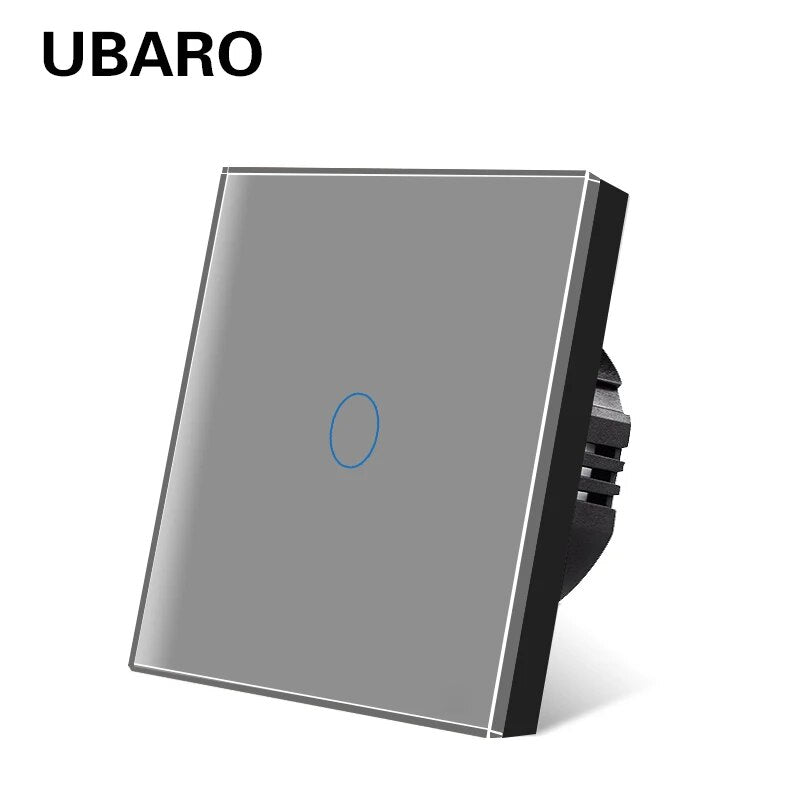 UBARO EU/UK Standard Crystal Tempered Glass Wall Panel Light Touch Switch Led Indicator Sensor Electrical Button 1/2/3Gang 220V - Flashfy