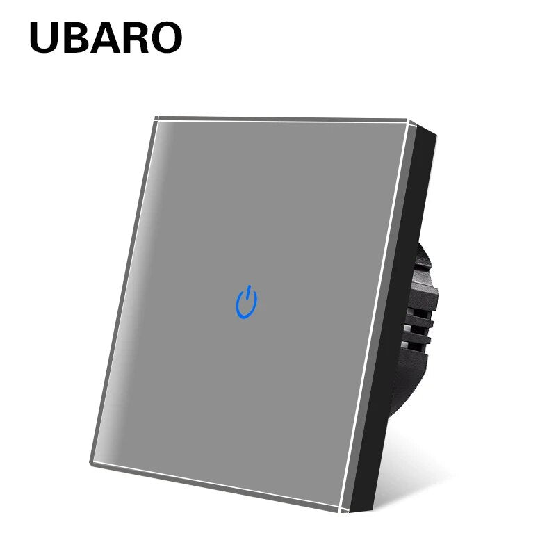 UBARO EU/UK Standard Crystal Tempered Glass Wall Panel Light Touch Switch Led Indicator Sensor Electrical Button 1/2/3Gang 220V - Flashfy