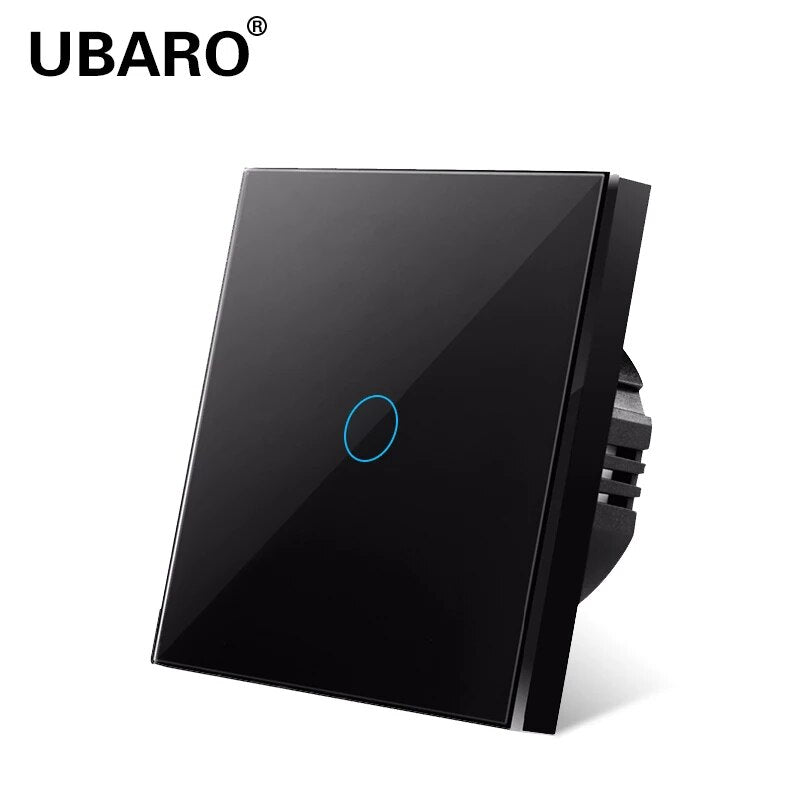 UBARO EU/UK Standard Crystal Tempered Glass Wall Panel Light Touch Switch Led Indicator Sensor Electrical Button 1/2/3Gang 220V - Flashfy