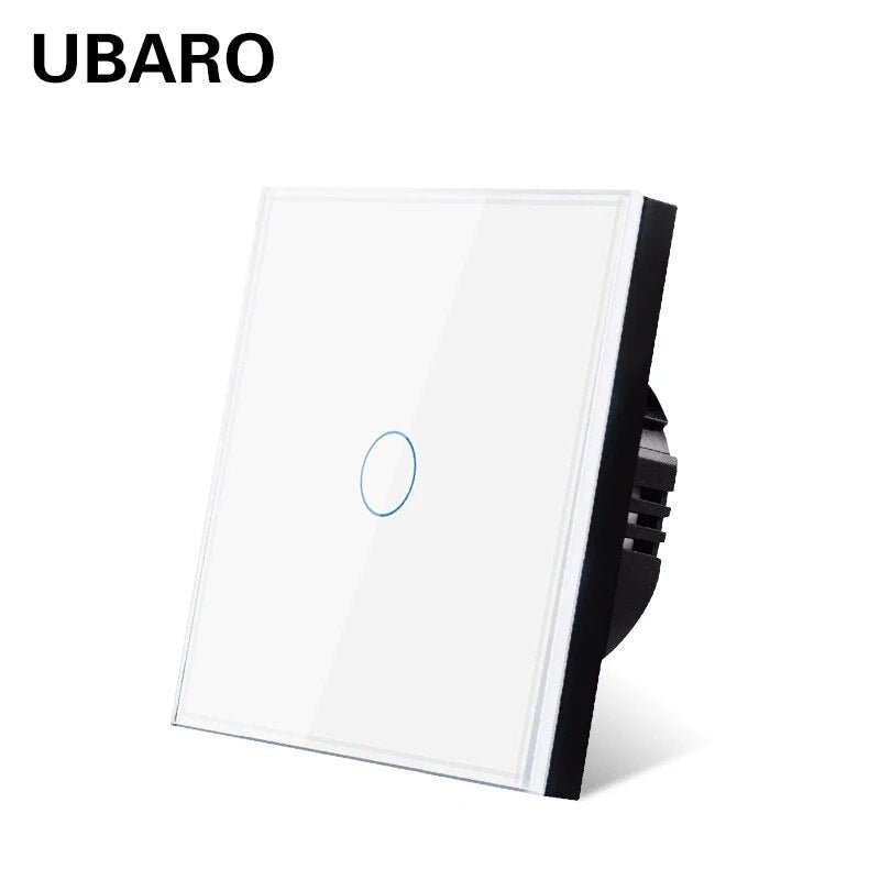 UBARO EU/UK Standard Crystal Tempered Glass Wall Panel Light Touch Switch Led Indicator Sensor Electrical Button 1/2/3Gang 220V - Flashfy