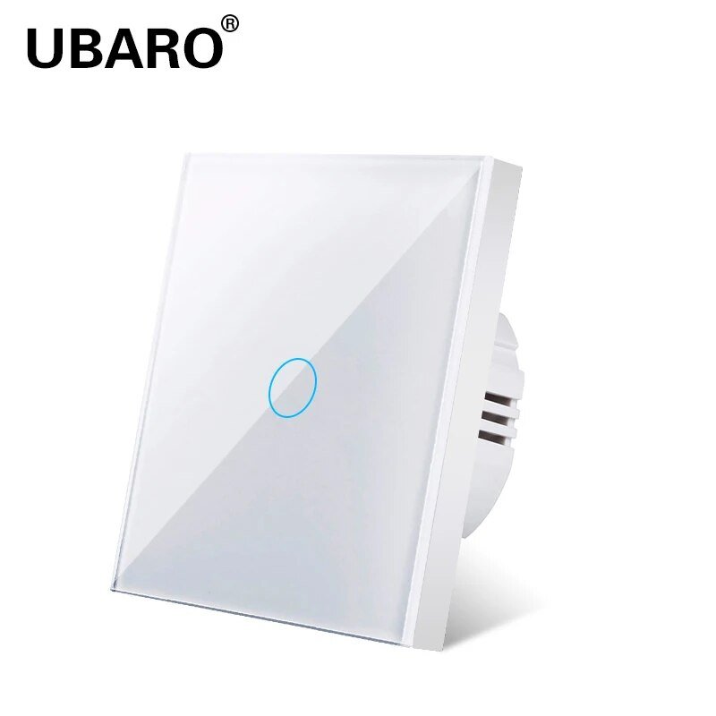 UBARO EU/UK Standard Crystal Tempered Glass Wall Panel Light Touch Switch Led Indicator Sensor Electrical Button 1/2/3Gang 220V - Flashfy