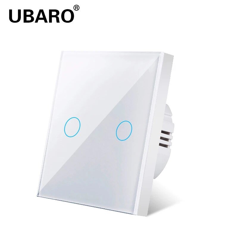 UBARO EU/UK Standard Crystal Tempered Glass Wall Panel Light Touch Switch Led Indicator Sensor Electrical Button 1/2/3Gang 220V - Flashfy