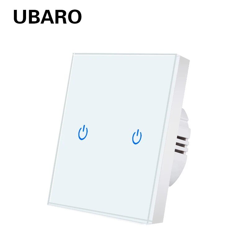 UBARO EU/UK Standard Crystal Tempered Glass Wall Panel Light Touch Switch Led Indicator Sensor Electrical Button 1/2/3Gang 220V - Flashfy