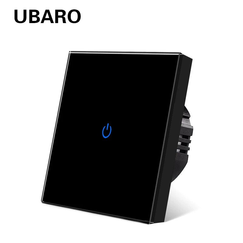 UBARO EU/UK Standard Crystal Tempered Glass Wall Panel Light Touch Switch Led Indicator Sensor Electrical Button 1/2/3Gang 220V - Flashfy