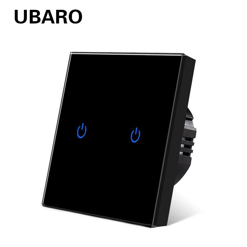 UBARO EU/UK Standard Crystal Tempered Glass Wall Panel Light Touch Switch Led Indicator Sensor Electrical Button 1/2/3Gang 220V - Flashfy