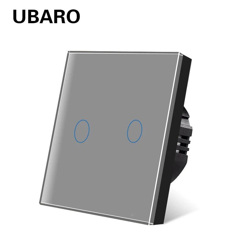 UBARO EU/UK Standard Crystal Tempered Glass Wall Panel Light Touch Switch Led Indicator Sensor Electrical Button 1/2/3Gang 220V - Flashfy