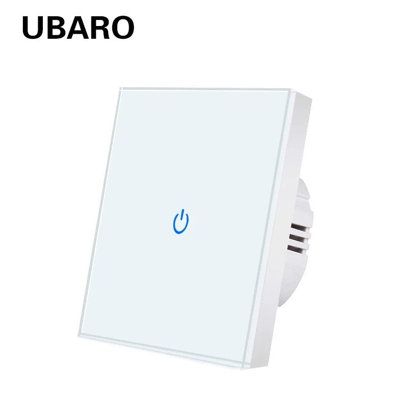 UBARO EU/UK Standard Crystal Tempered Glass Wall Panel Light Touch Switch Led Indicator Sensor Electrical Button 1/2/3Gang 220V - Flashfy