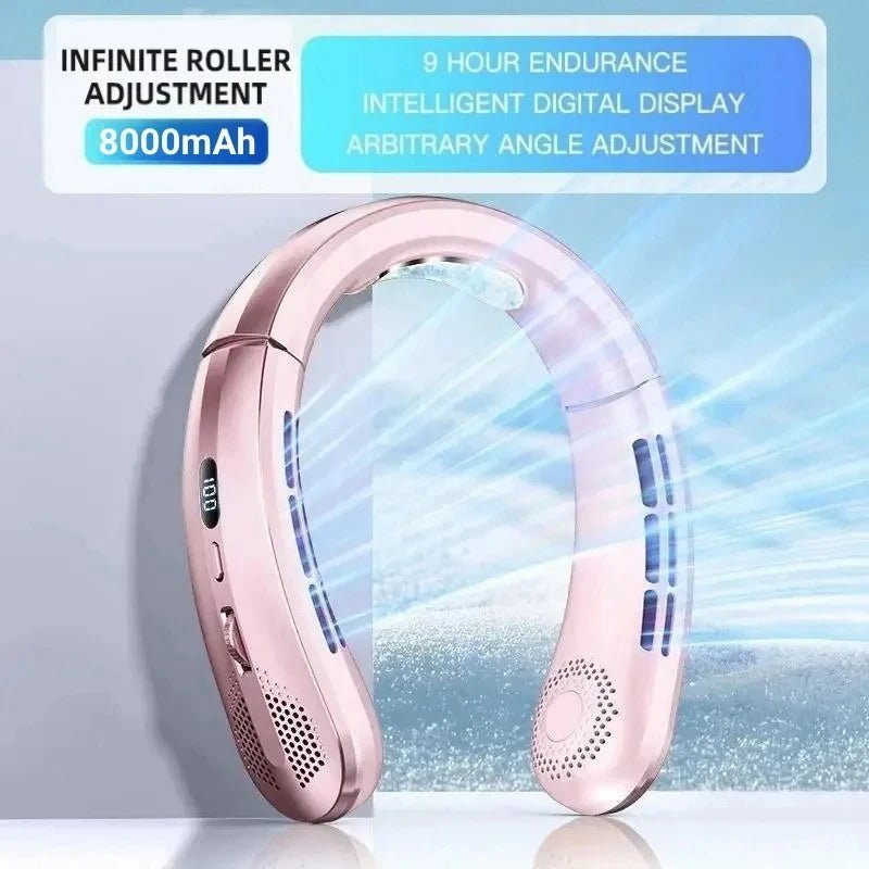 Xiaomi 8000mAh Bladeless Neck Fan – Portable USB Air Cooler with LED Display & 100-Speed Settings for Outdoor Comfort – Flashfy best-seller