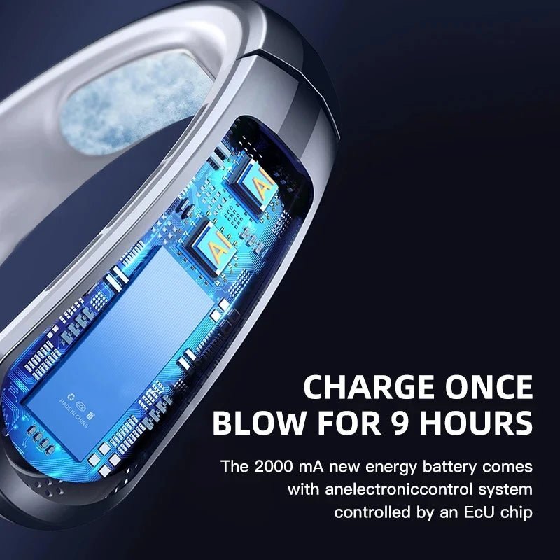 Xiaomi 8000mAh Bladeless Neck Fan – Portable USB Air Cooler with LED Display & 100-Speed Settings for Outdoor Comfort – Flashfy exclusive