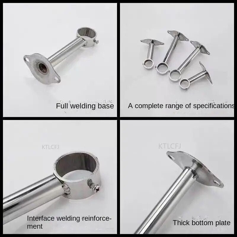 1pcs Bracket Tube Flange Bracket Wall Mount Cloth Rack Pipe Bracket Stainless Steel Flange Pipe - Flashfy