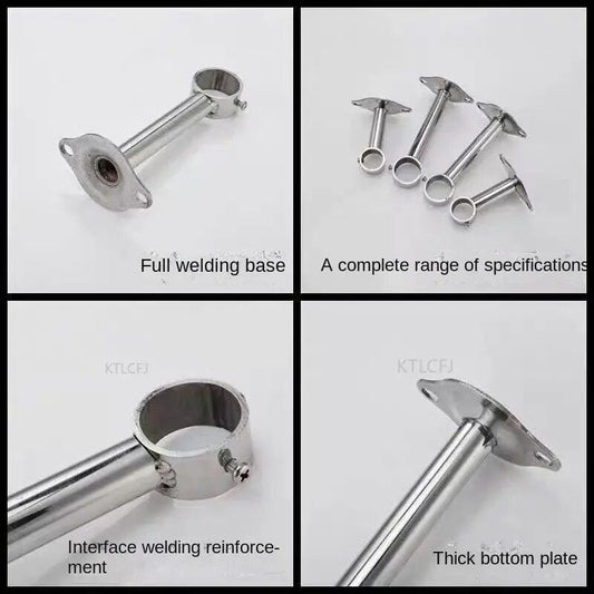 1pcs Bracket Tube Flange Bracket Wall Mount Cloth Rack Pipe Bracket Stainless Steel Flange Pipe - Flashfy
