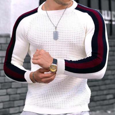 Casual Slim Bottom Contrast Sweater - Flashfy