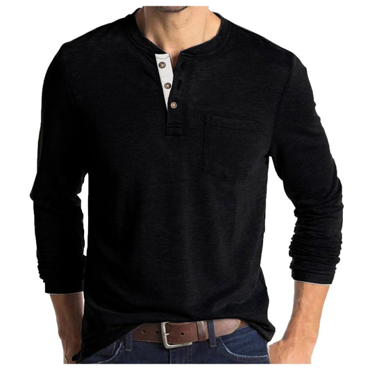 Men's Essential Long-Sleeve Round Neck Tee - Flashfy