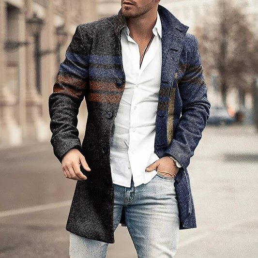 Men's Woolen Mid-Length Coat - Flashfy
