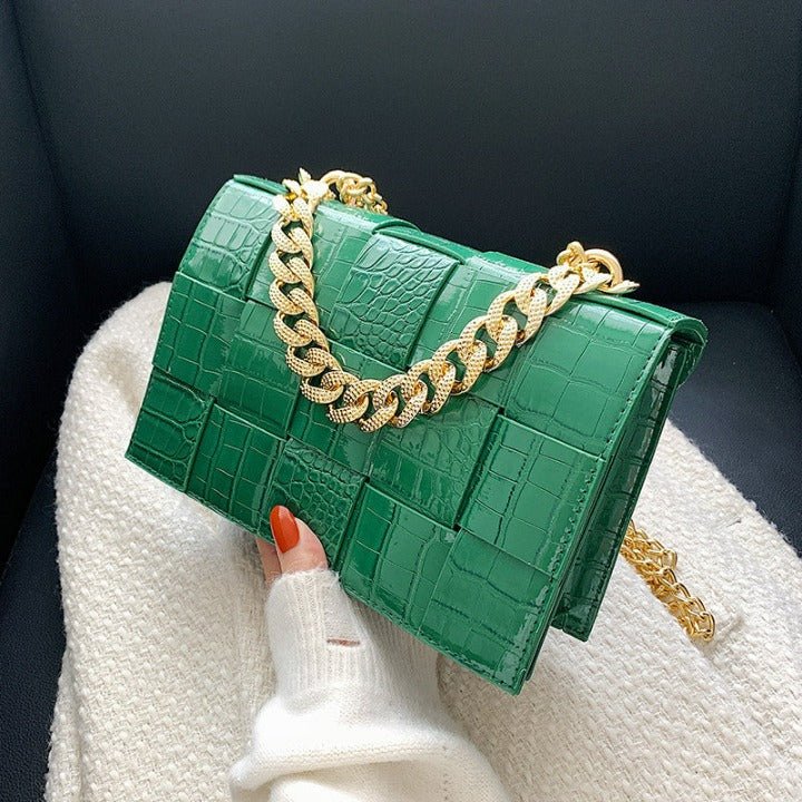 One-shoulder Woven Texture Stone Plaid Wallet - Flashfy