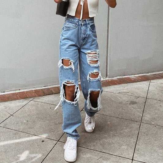 Ripped Slimming Washed Jeans - Flashfy