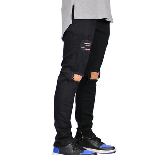 Shredded fashion men's jeans - Flashfy