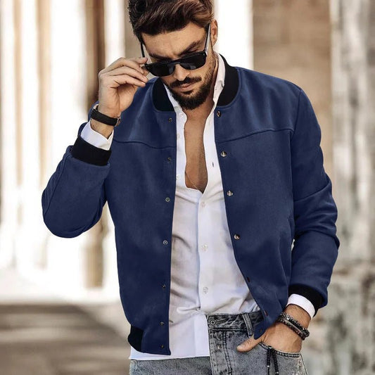Suede Stand Collar Cardigan - Flashfy