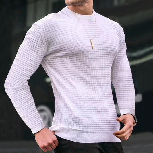 Trendy Cotton Crew-Neck Long-Sleeve Sweater - Flashfy