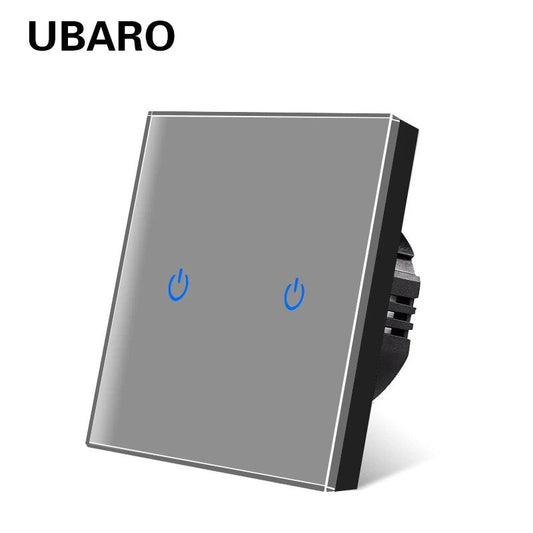 UBARO EU/UK Standard Crystal Tempered Glass Wall Panel Light Touch Switch Led Indicator Sensor Electrical Button 1/2/3Gang 220V - Flashfy